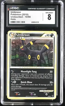CGC 8 SWIRL Umbreon 2010 Undaunted 10/90 Holo STAMPED Pokemon Card - Image 1