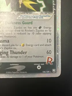Pokemon Card Rocket's Zapdos ex Holo EX Team Rocket Returns Series 106/109 - Image 5