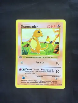 Pokemon Cards: Base Set 1st Edition Common: Charmander 46/102 - Image 1