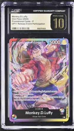 Monkey.D.Luffy (Release Event) One Piece Promotion Cards CGC PRISTINE 10 TOP POP - Image 1