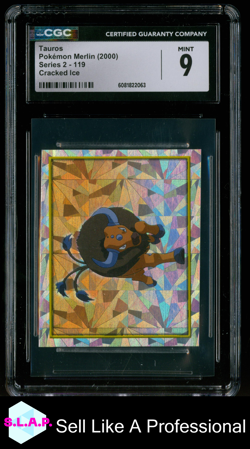 TAUROS POKEMON MERLIN 119 2000 SERIES 2 CRACKED ICE CGC 9 - Image 1