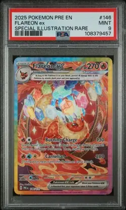 2025 Pokemon Flareon EX 146/131 - Prismatic Evolutions SIR PSA 9 - Image 1