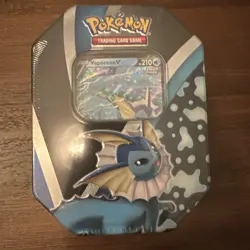 Pokemon TCG Vaporeon V Tin Eevee Evolutions Factory Sealed 2021 - Image 1