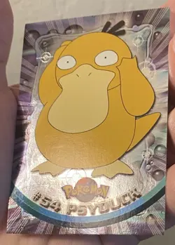 1999 Topps Pokemon TV Animation PSYDUCK #54 Texture Holo Silver Foil Black Logo - Image 2