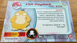 1999 Topps Pokemon TV Animation PSYDUCK #54 Texture Holo Silver Foil Black Logo - Image 3