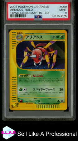 ARIADOS-HOLO 1ST ED. POKEMON JAP THE TOWN ON NO MAP 2002 009 PSA 9 - Image 1