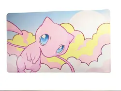 Cute Mew TCG Playmat - Pokemon Cloud Mew CCG Playmat - NEW 24x14 Pink Mew Mat - Image 1