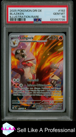 BLAZIKEN ILLUSTRATION RARE POKEMON GERMAN DRI DE-DESTINED RIVALS 2025 192 PSA 10 - Image 1