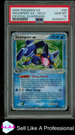 SWAMPERT EX-HOLO CRYSTAL GUARDIANS POKEMON CRYSTAL GUARDIANS 2006 98 EN PSA 10 - Image 1