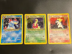 Pokemon Neo Genesis Holo Starter 3 Set Feraligatr, Typhlosion, Meganium - Image 1