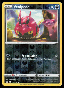 Venipede 105/198 Reverse Holo 2021 Pokemon Chilling Reign NM - Image 1