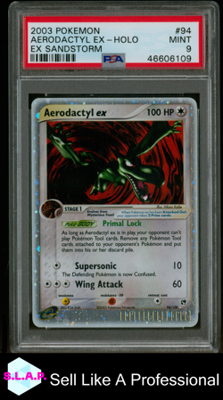 AERODACTYL EX POKEMON 94/100 2003 EX SANDSTORM HOLO ENGLISH PSA 9 - Image 1
