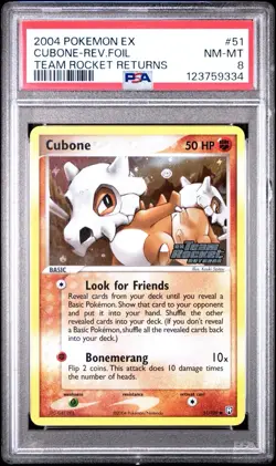 2004 Pokemon EX Team Rocket Returns 51 Cubone Reverse PSA 8 NM-MT - Image 2