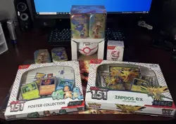 Pokemon 151 Sams Club Exclusive Box Zapdos ex Poster Booster Bundle Mini Tin Lot - Image 1