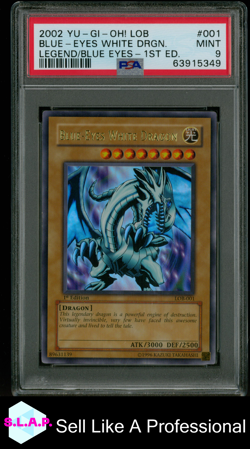 BLUE-EYES WHITE DRAGON YU-GI-OH! 1 2002 LEGEND/BLUE EYES-1ST ED. HOLO EN PSA 9 - Image 1