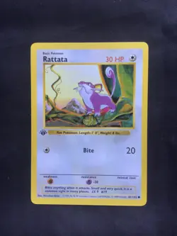 Pokemon Cards: Base Set 1st Edition Common: Rattata 61/102 - Image 1