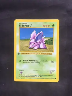 Pokemon Cards: Base Set 1st Edition Common: Nidoran M 55/102 - Image 1