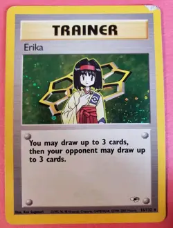 Erika - 16/132 - Holo Rare Gym Heroes Set - Pokemon Card - MP/HP - Image 1