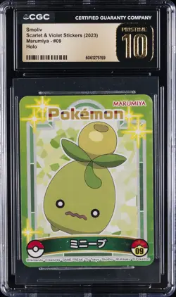 2023 POKEMON SCARLET & VIOLET STICKERS MARUMIYA HOLO #09 SMOLIV CGC 10 PERFECT - Image 1