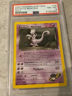 Rocket's Mewtwo Holo Gym Challenge 14/132 Pokemon WOTC PSA 8 - Image 1