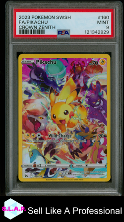 FA/PIKACHU CROWN ZENITH POKEMON SWORD AND SHIELD CROWN ZENITH 2023 160 PSA 9 - Image 1