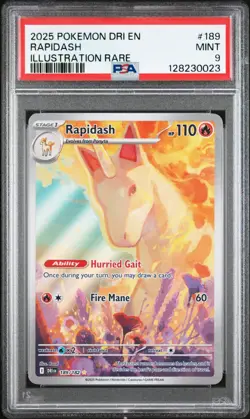 2025 POKEMON DRI EN-DESTINED RIVALS ILLUSTRATION RARE #189 RAPIDASH PSA 9 - Image 1