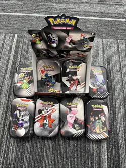 Pokemon Black Bolt & White Flare Unova Mini Tin Display (8 Tins) No Packs - Image 1