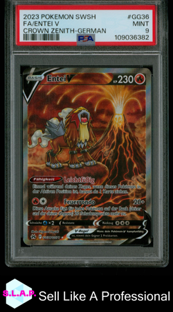 FA/ENTEI V CROWN ZENITH-GER POKEMON SWSH CROWN ZENITH 2023 GG36 PSA 9 - Image 1