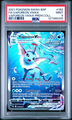 2021 POKEMON SWSH BLACK STAR PROMO #182 FULL ART/VAPOREON VMAX PSA 9 - Image 1
