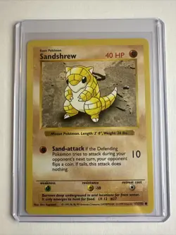 1999 Pokemon TCG - Sandshrew - Base Set - Shadowless - Near Mint - 62/102 - Image 1