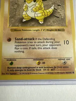 1999 Pokemon TCG - Sandshrew - Base Set - Shadowless - Near Mint - 62/102 - Image 3