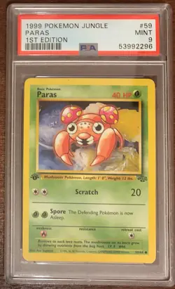 PSA 9 Mint Paras #59 1st Edition Pokemon 1999 Jungle Set - Image 1