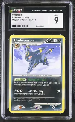 CGC 9 MINT Umbreon 2008 Majestic Dawn 32/100 Pokemon Card - Image 1