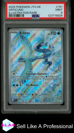 ARTICUNO ILLUSTRATION RARE POKEMON GERMAN JTG DE-JOURNEY TOGETHER 2025 161 PSA 9 - Image 1