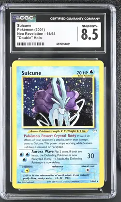 CGC 8.5 Suicune 2001 Neo Revelation 14/64 "Double" Holo Pokemon Card - Image 1