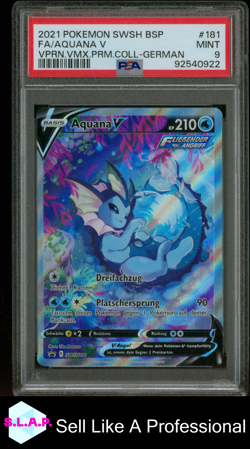 FA/AQUANA V VPRN.VMX.PRM.COLL-GER POKEMON SWSH BLACK STAR PROMO 2021 181 PSA 9 - Image 1