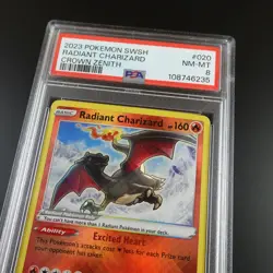 PSA 8 Radiant Charizard 020/159 Crown Zenith Holo Graded Pokemon Card - Image 2