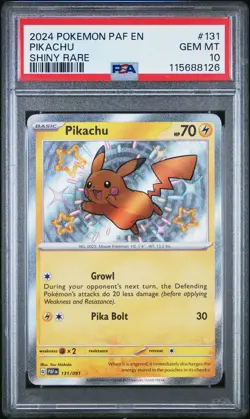 2024 POKEMON PAF EN-PALDEAN FATES SHINY RARE #131 PIKACHU PSA 10 - Image 1