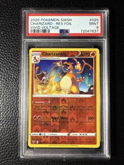 2020 Pokemon SWSH Vivid Voltage #025 Charizard Reverse Holo Foil PSA 9 Mint - Image 1