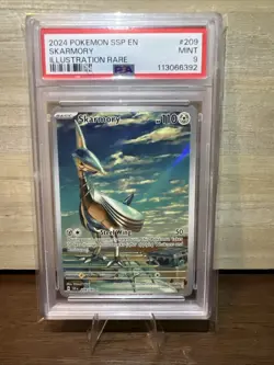 2024 POKEMON SSP EN-SURGING SPARKS ILLUSTRATION RARE #209 SKARMORY PSA 9 - Image 1