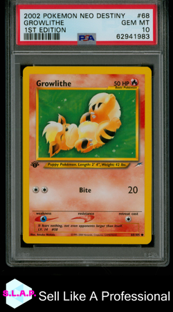 GROWLITHE 1ST EDITION POKEMON NEO DESTINY 2002 68 PSA 10 - Image 1