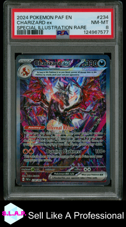 CHARIZARD EX SPECI4L ILL RARE POKEMON PAF EN-PALDEAN FATES 2024 234 PSA 8 - Image 1