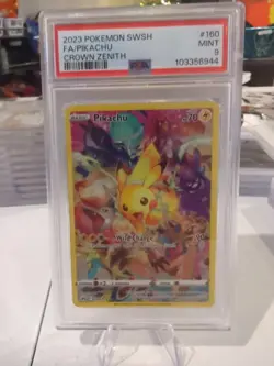 2023 Pokemon Pikachu Full Art Secret Rare Card 160/159 Crown Zenith PSA Mint 9 - Image 3