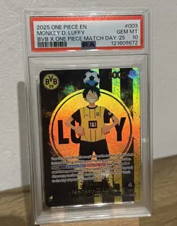One Piece PSA 10 Monkey D. Luffy ST13-003 BVB Dortmund Match Day Promo Card 2025 - Image 2