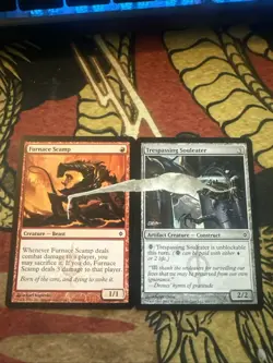 Mtg Magic New Phyrexia Connector Missing Ink Furnace Scamp Misprint Card Set - Image 1