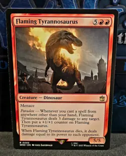 magic the gathering - Flaming Tyrannosaurus - Creature - Dinosaur - Rare - Red - Image 1