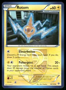 Pokemon Tcg NM Rotom #49 Pokemon Plasma Storm - Image 1