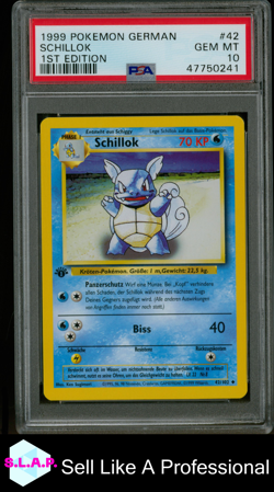 SCHILLOK 1ST EDITION POKEMON GERMAN 1999 42 PSA 10 - Image 1