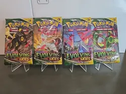 Pokemon Evolving Skies Booster Pack Full Art Set SEALED 4 Pack Lot - Image 1