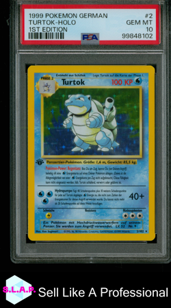 TURTOK-HOLO 1ST EDITION POKEMON GERMAN 1999 2 PSA 10 - Image 1